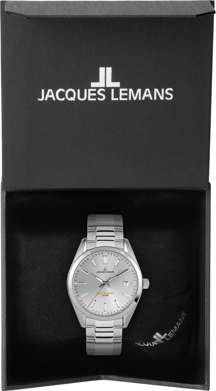 Jacques Lemans Derby 1-1859F - Elegante Herren Quarzuhr Edelstahl 40mm