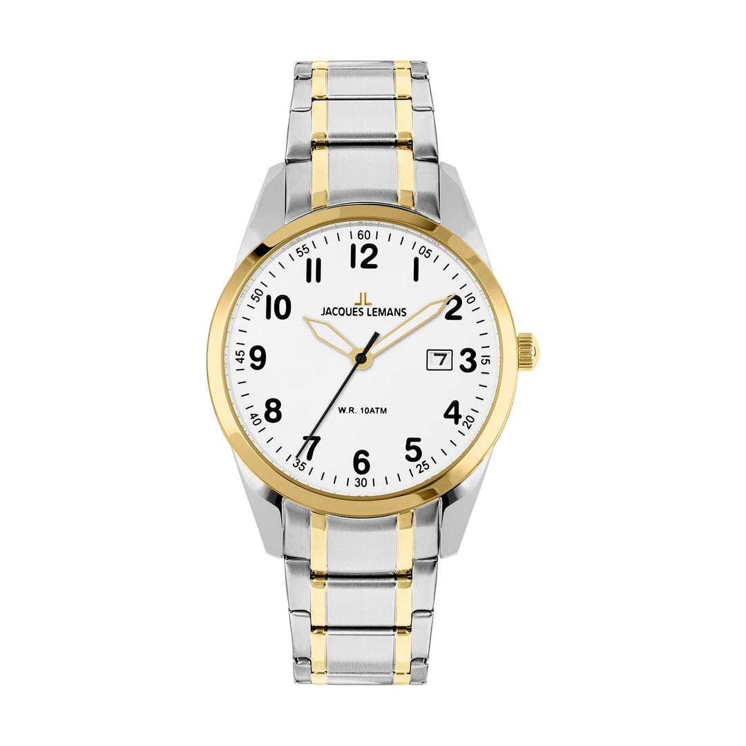 Jacques Lemans Vienna 1-2005G - Elegante Herren Quarzuhr Bicolor 30mm Zugband