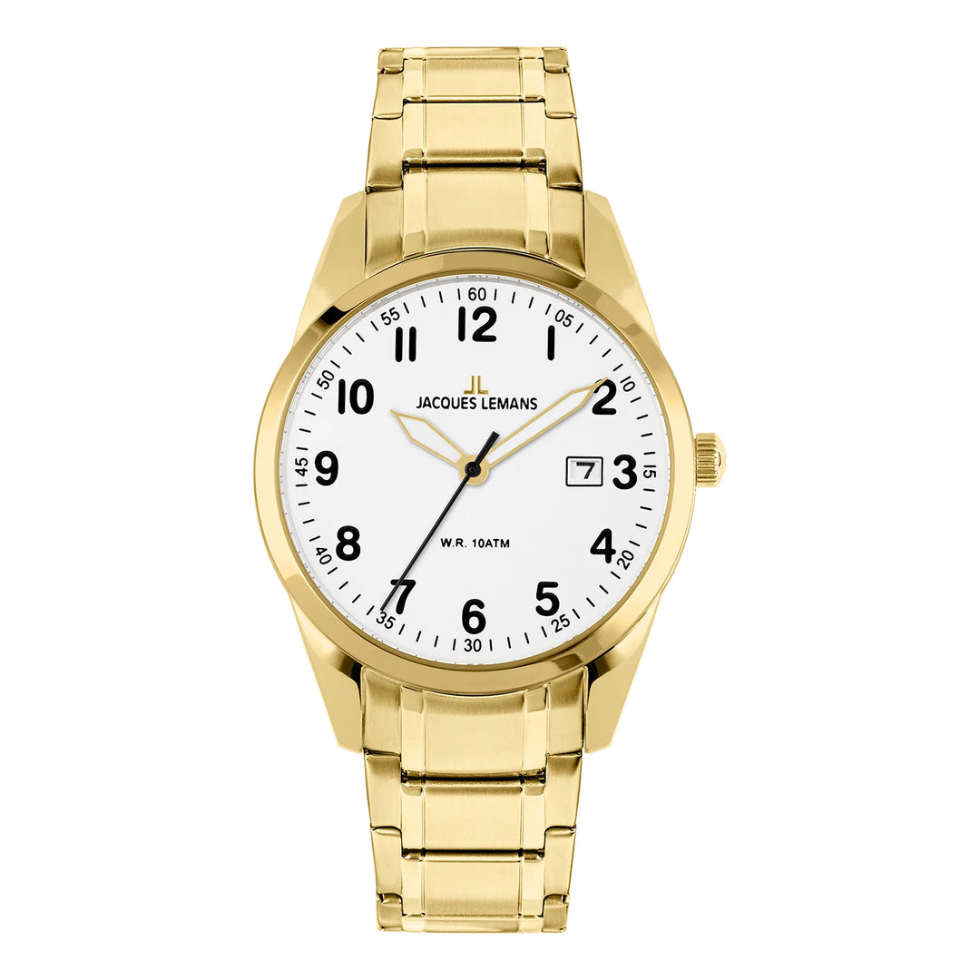 Jacques Lemans Vienna 1-2005H - Elegante Herren Quarzuhr IP-Gold 30mm