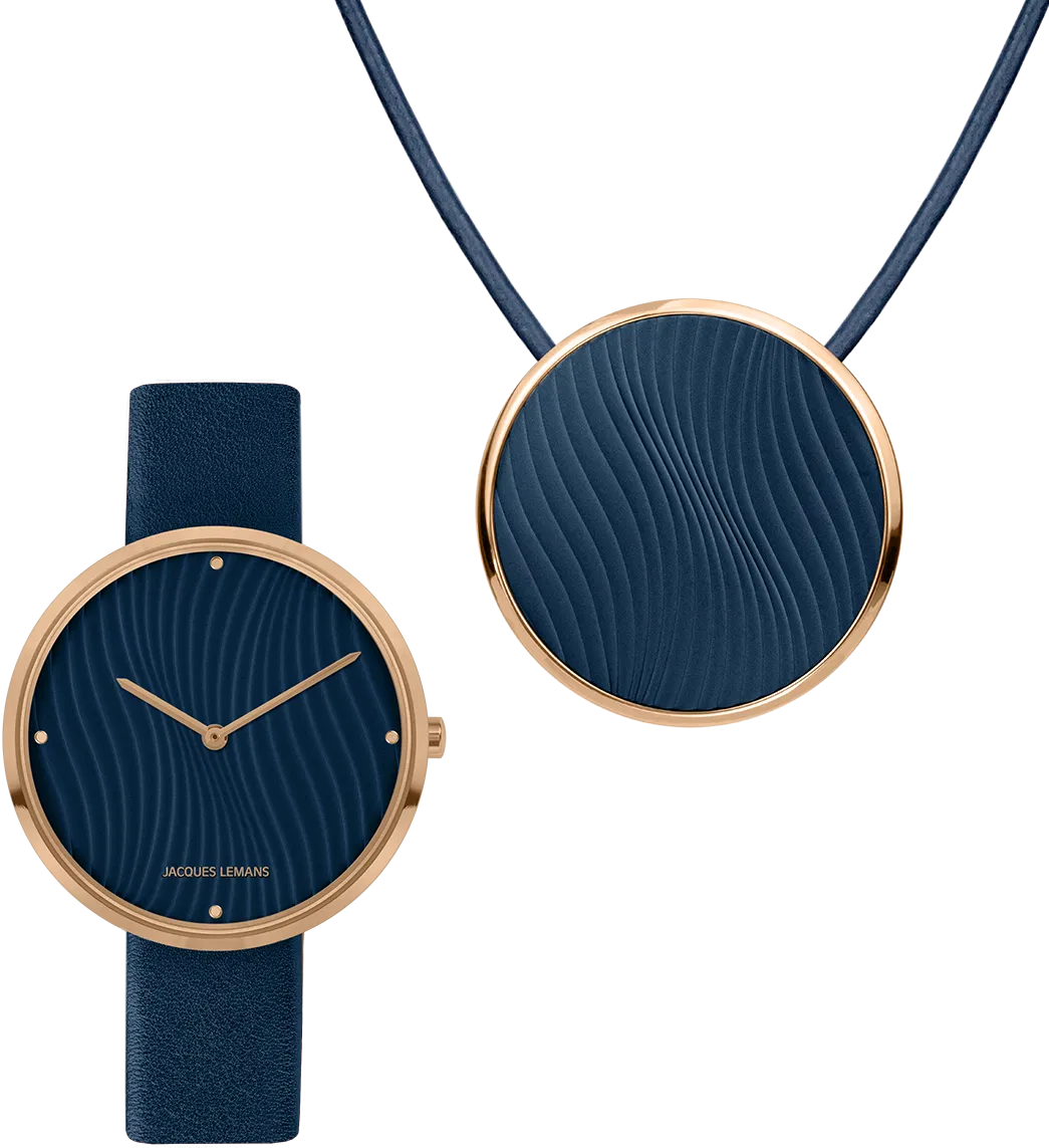 Jacques Lemans Damenuhr & Collier Set 1-2093J - Elegantes Geschenkset in Dunkelblau