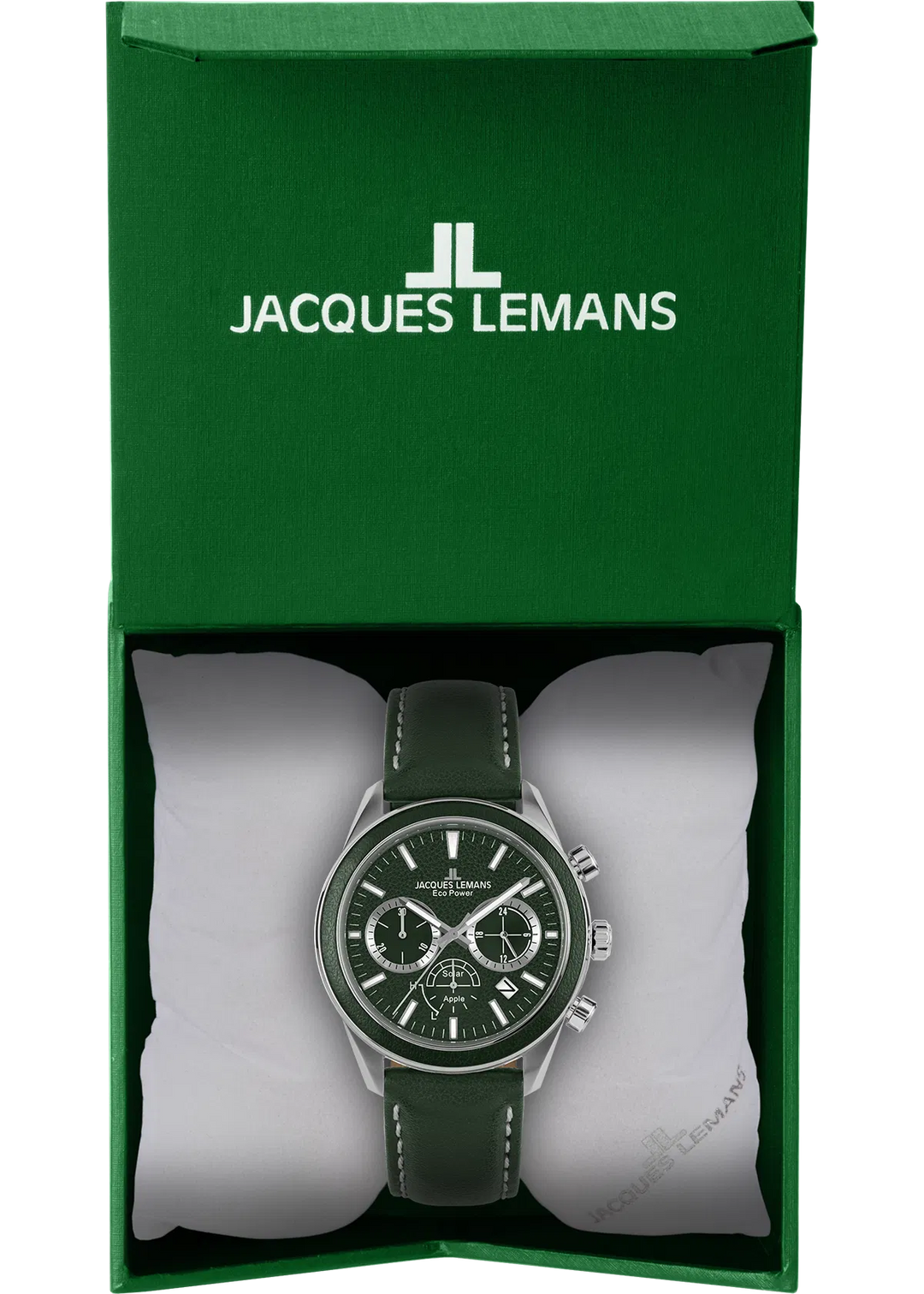 Jacques Lemans Eco Power 1-2115D - Herren Solaruhr 44mm AppleSkin Grün