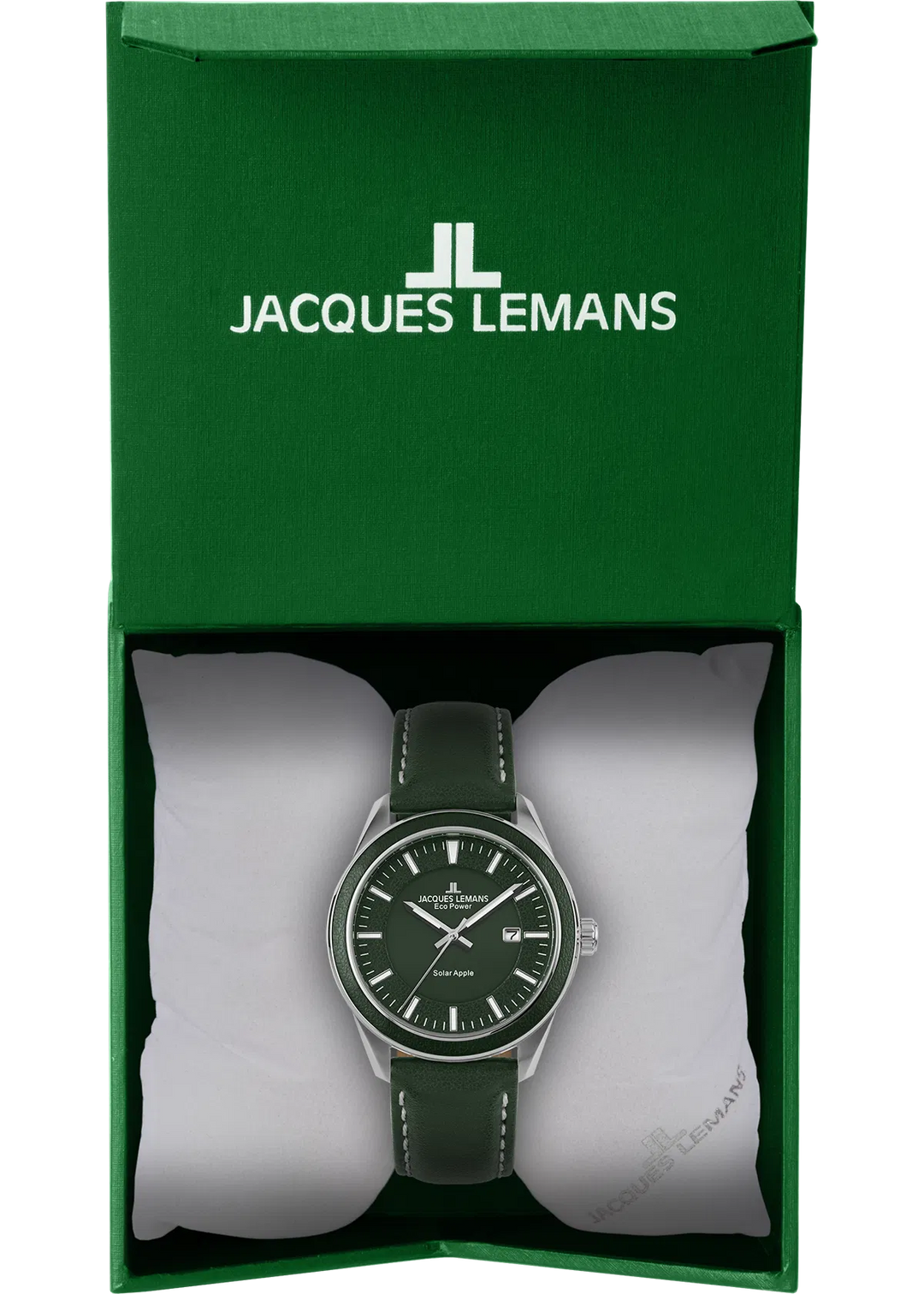 Jacques Lemans Eco Power 1-2116B - Herren Solaruhr 40mm AppleSkin Grün