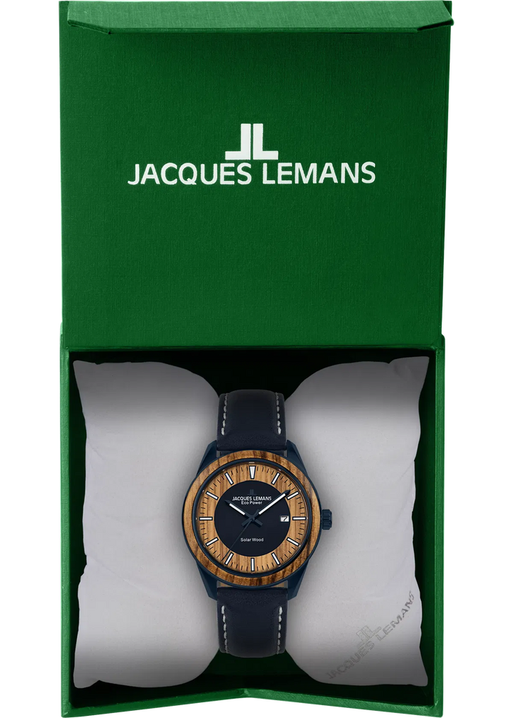 Jacques Lemans Eco Power 1-2116K - Herren Solaruhr 40mm AppleSkin Blau