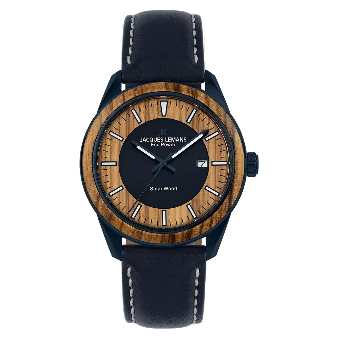 Jacques Lemans Eco Power 1-2116K - Herren Solaruhr 40mm AppleSkin Blau