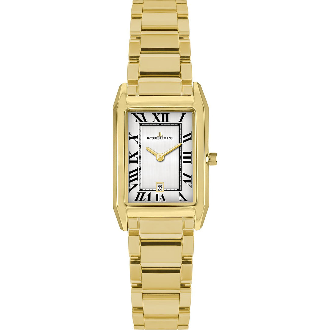 Jacques Lemans Torino 1-2189.1O - Elegante Damen Quarzuhr IP-Gold rechteckig