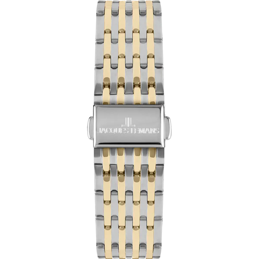Jacques Lemans London 1-2193J - Elegante Herren Quarzuhr IP-Gold Bicolor mit Wochentag