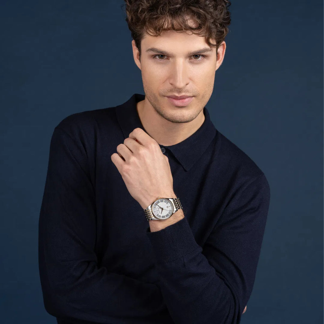 Jacques Lemans London 1-2193J - Elegante Herren Quarzuhr IP-Gold Bicolor mit Wochentag