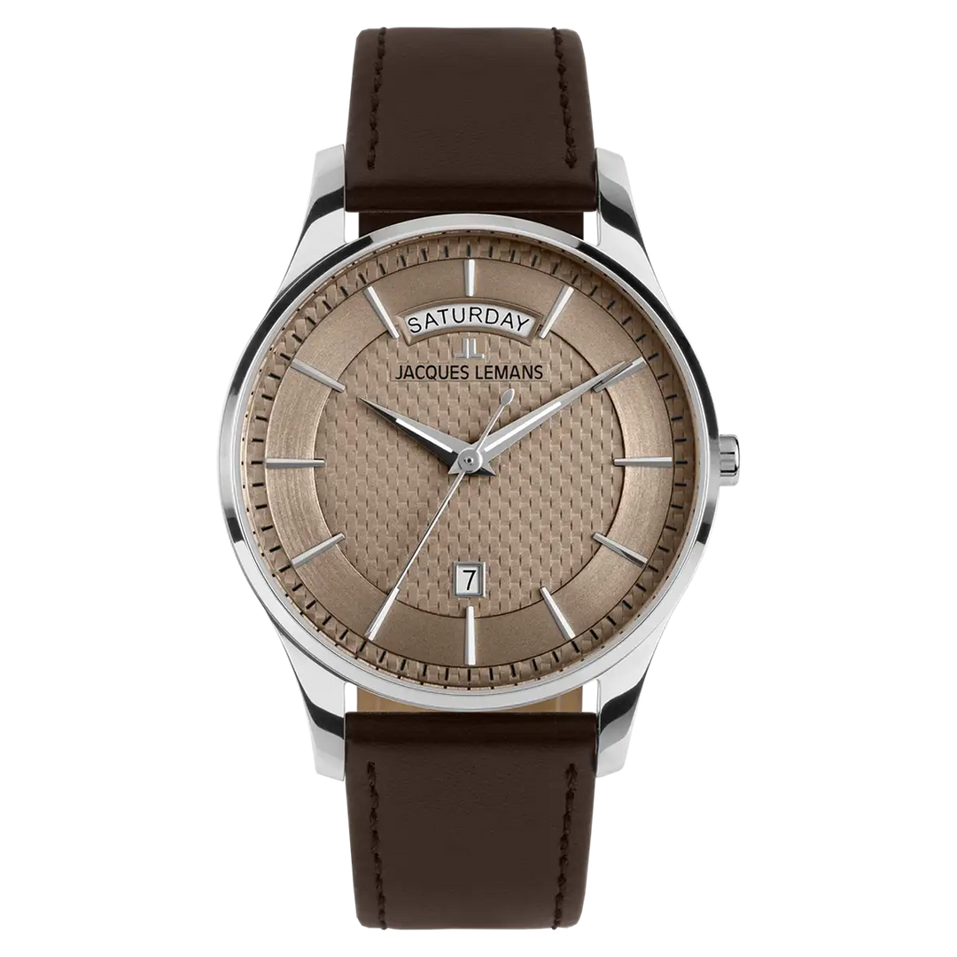 Jacques Lemans London 1-2193K - Elegante Herren Quarzuhr mit Wochentag 40mm