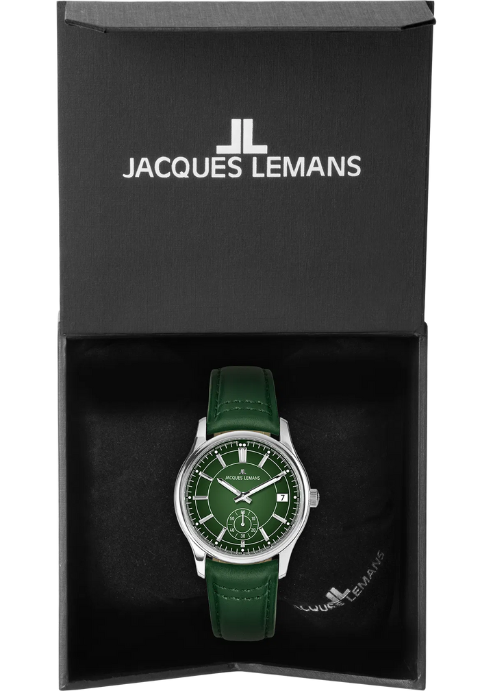 Jacques Lemans Derby 1-2197C - Elegante Herren Quarzuhr mit grünem Zifferblatt