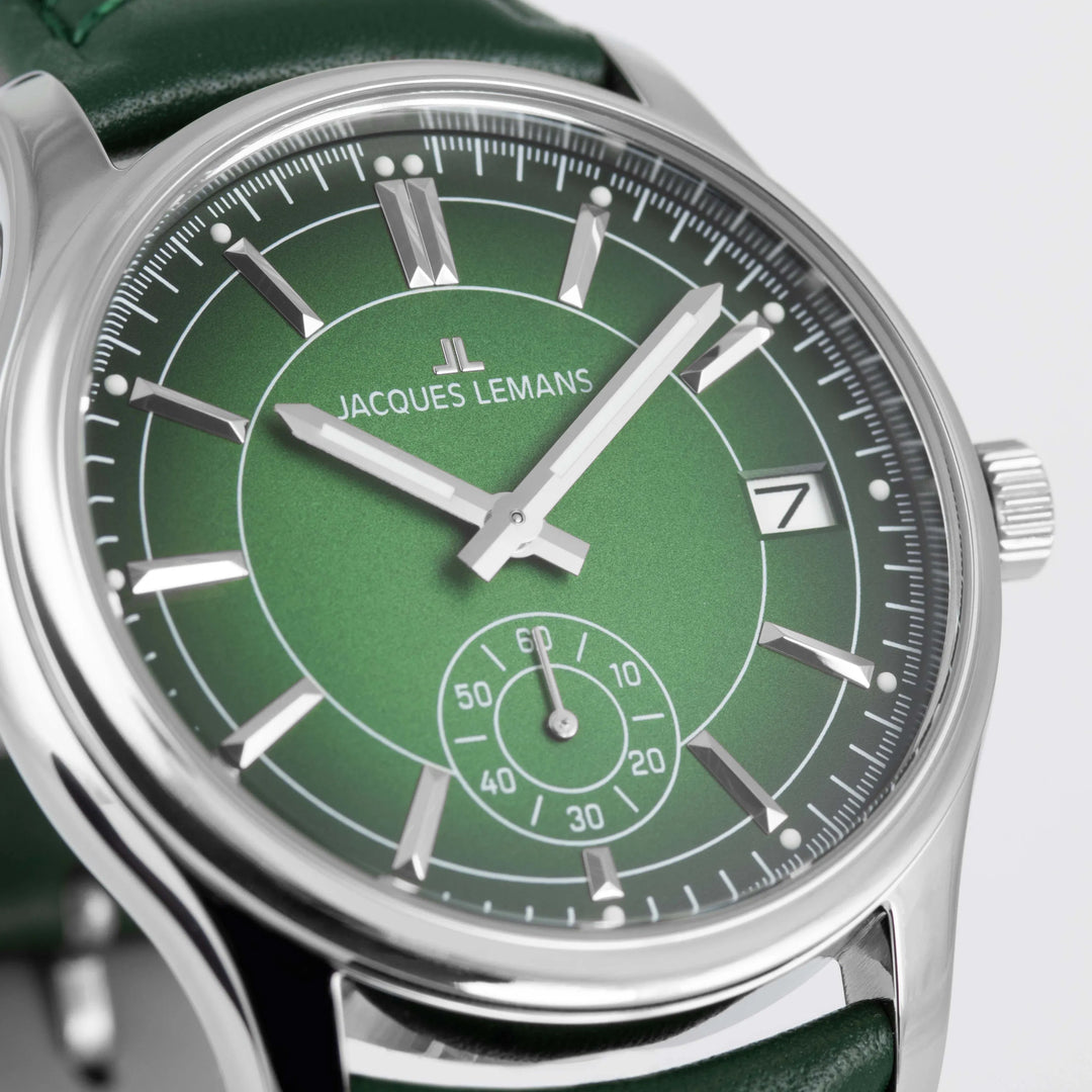 Jacques Lemans Derby 1-2197C - Elegante Herren Quarzuhr mit grünem Zifferblatt