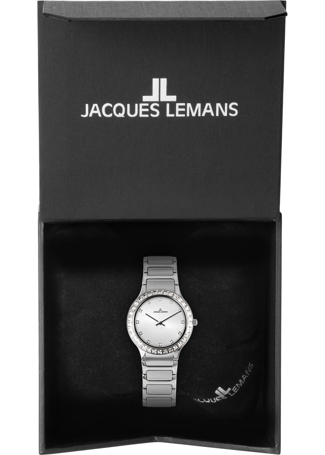 Jacques Lemans Milano 1-2208B - Elegante Damen Quarzuhr mit Glassteinen 30mm