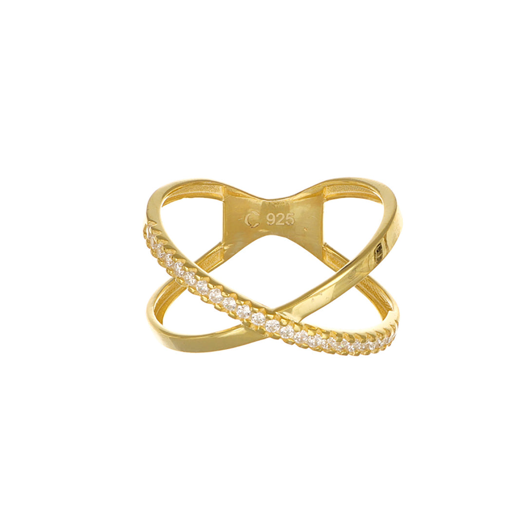Ring 23 Zirkonia, Sterlingsilber vergoldet