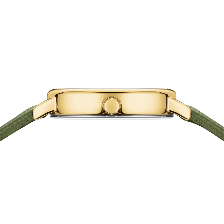 BERING Classic Damenuhr 11020-833 – Gold Olivegrün Milanaise Saphirglas