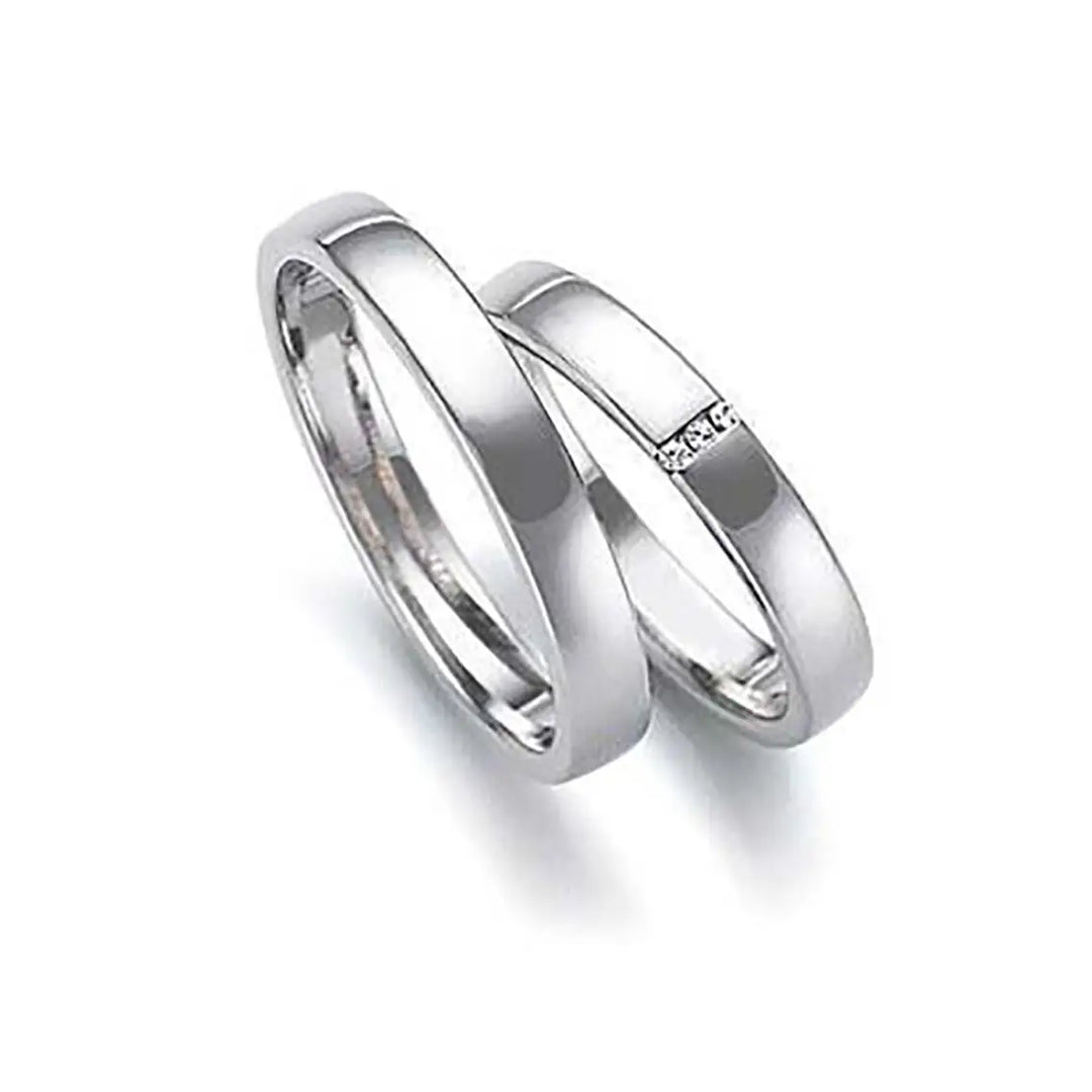 Eheringe Set, Weißgold, 3,5 mm, Brillanten
