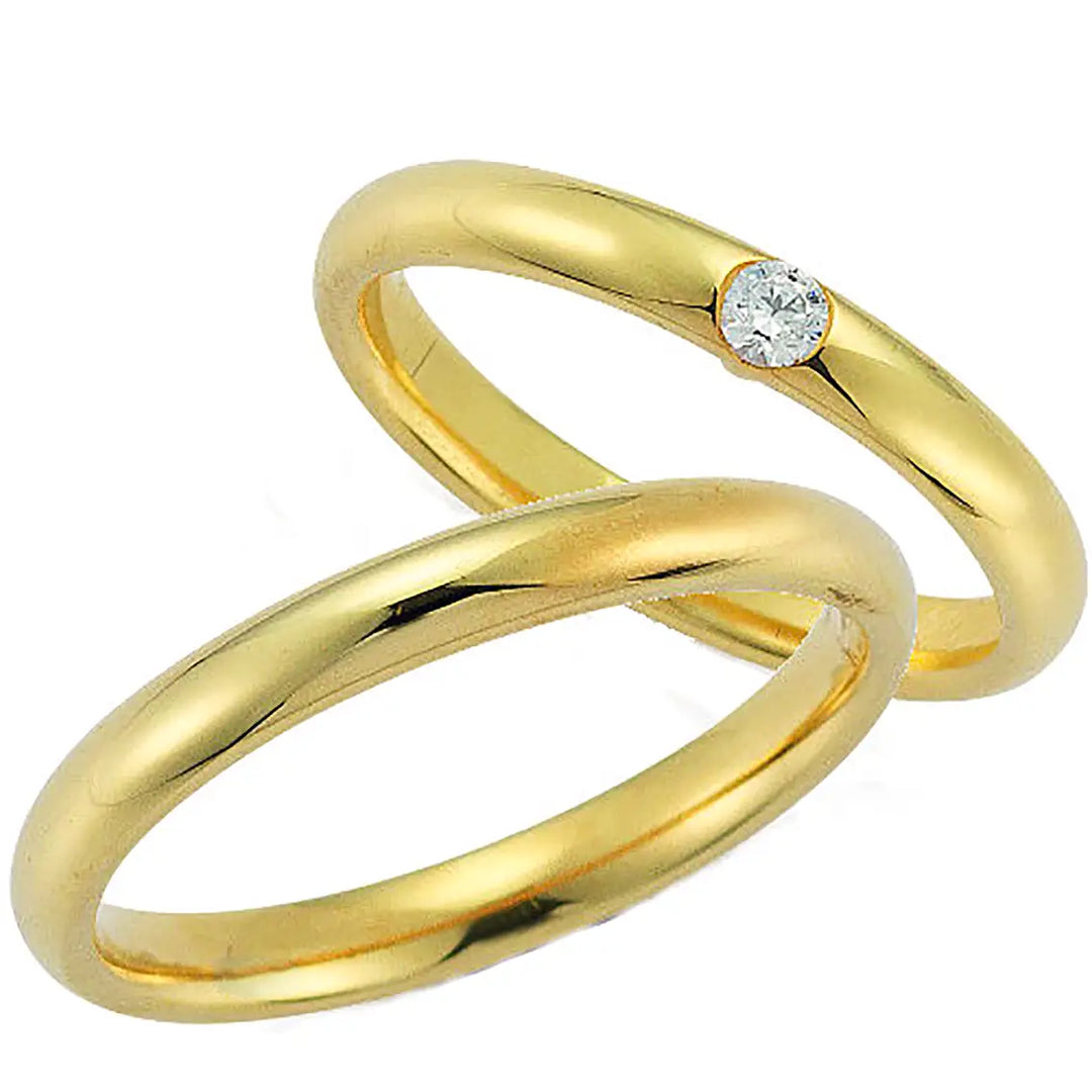 Eheringe Set, Gelbgold, 3 mm, Brillant