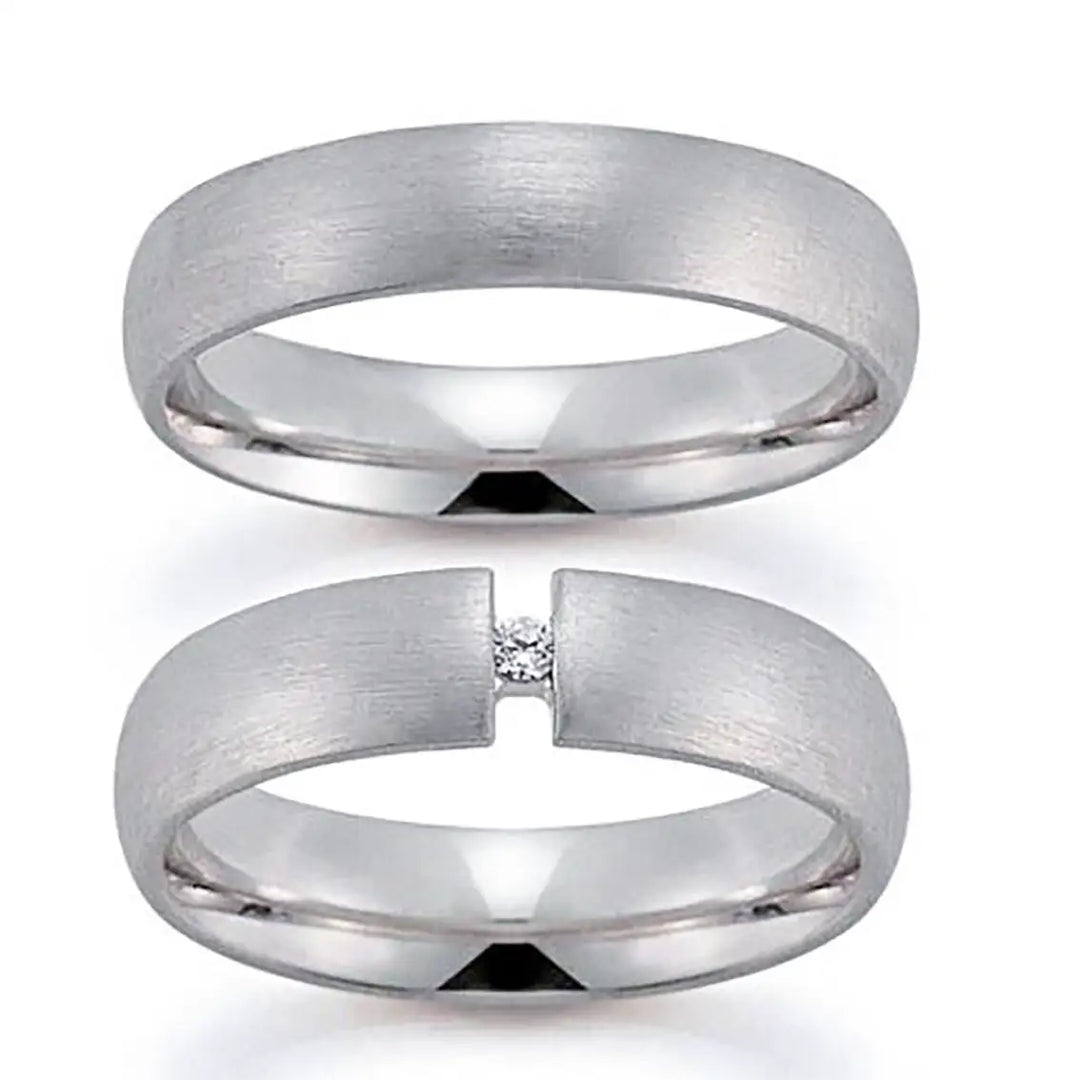 Eheringe Set, Weißgold, 5 mm, Brillanten