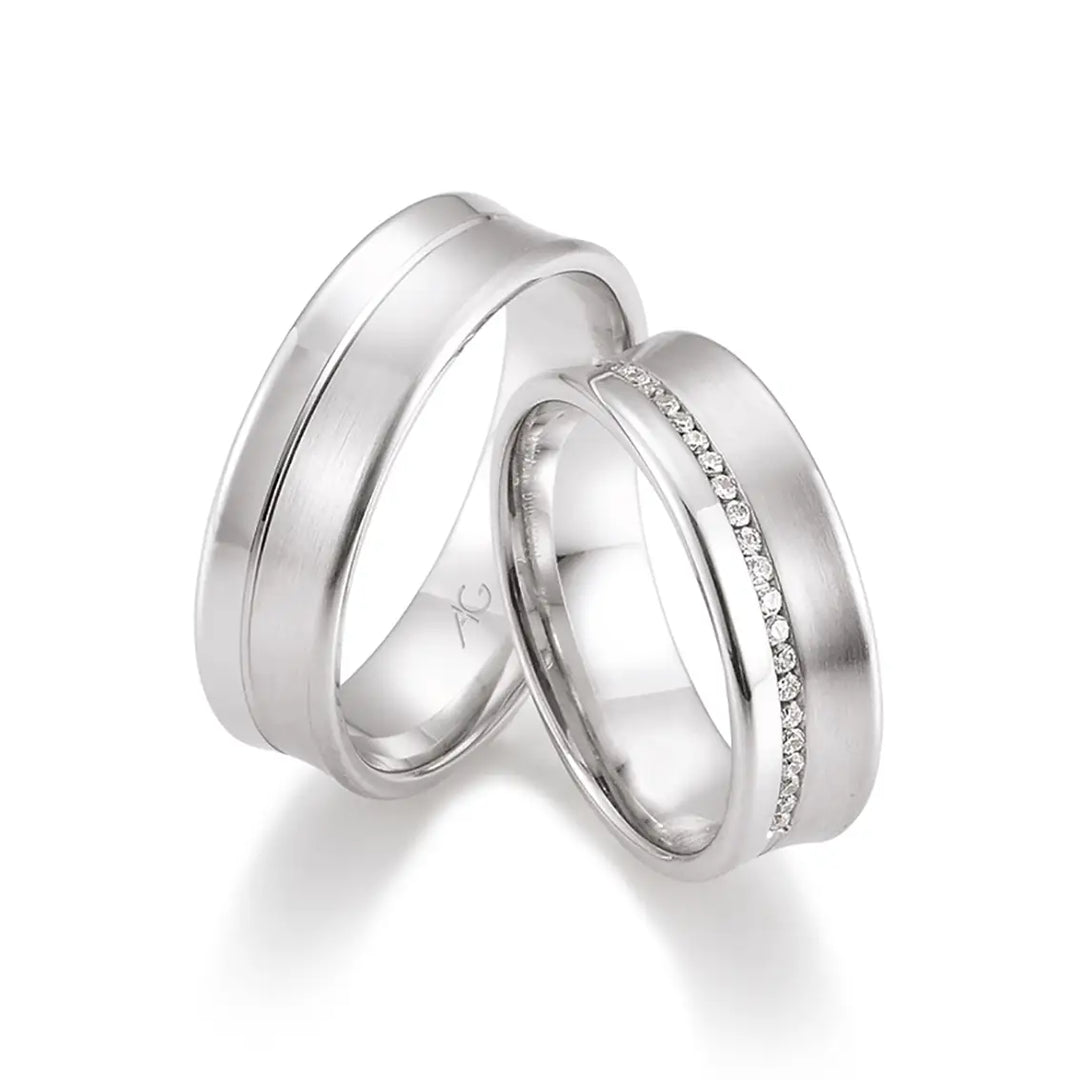 Eheringe Set, Weißgold, 6,5 mm, Brillanten