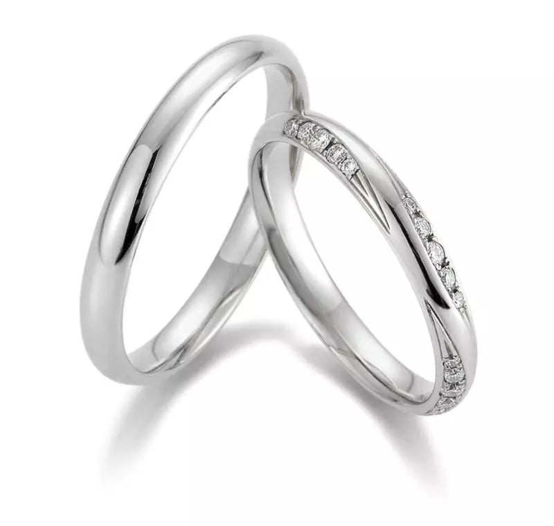 Eheringe Set, Weißgold, 3 mm, Brillanten