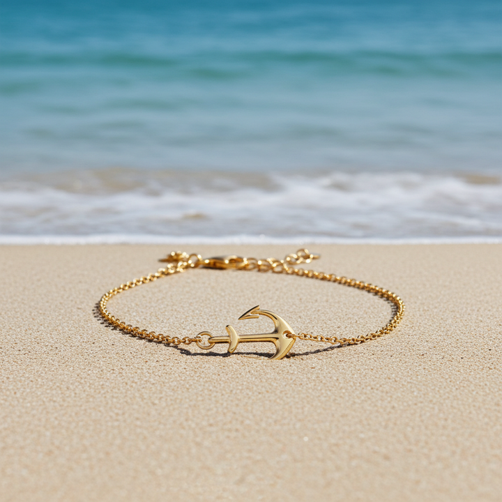 Anker Armband 925 Sterlingsilber vergoldet 18k