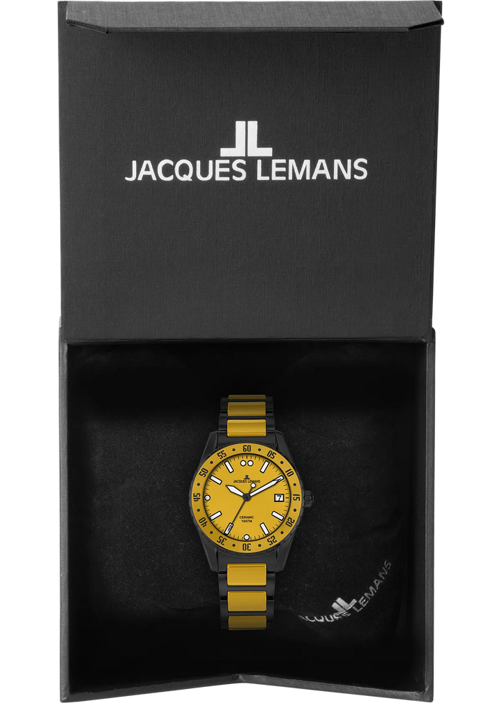 Jacques Lemans Liverpool 42-12I - Herren Quarzuhr IP-Gold mit Keramik 34mm