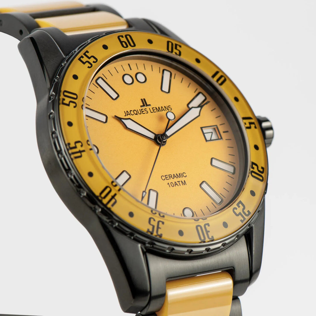 Jacques Lemans Liverpool 42-12I - Herren Quarzuhr IP-Gold mit Keramik 34mm
