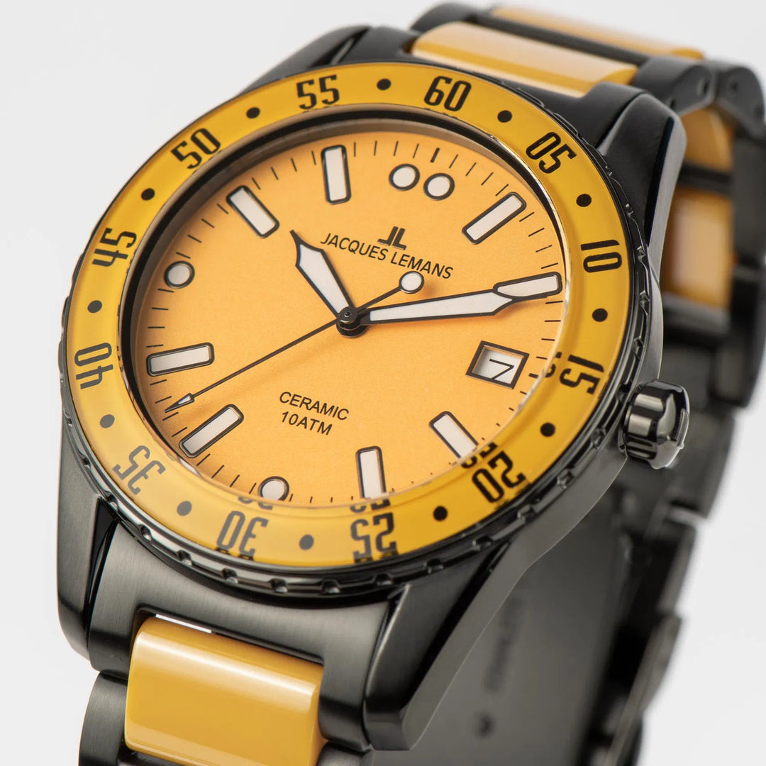 Jacques Lemans Liverpool 42-12I - Herren Quarzuhr IP-Gold mit Keramik 34mm
