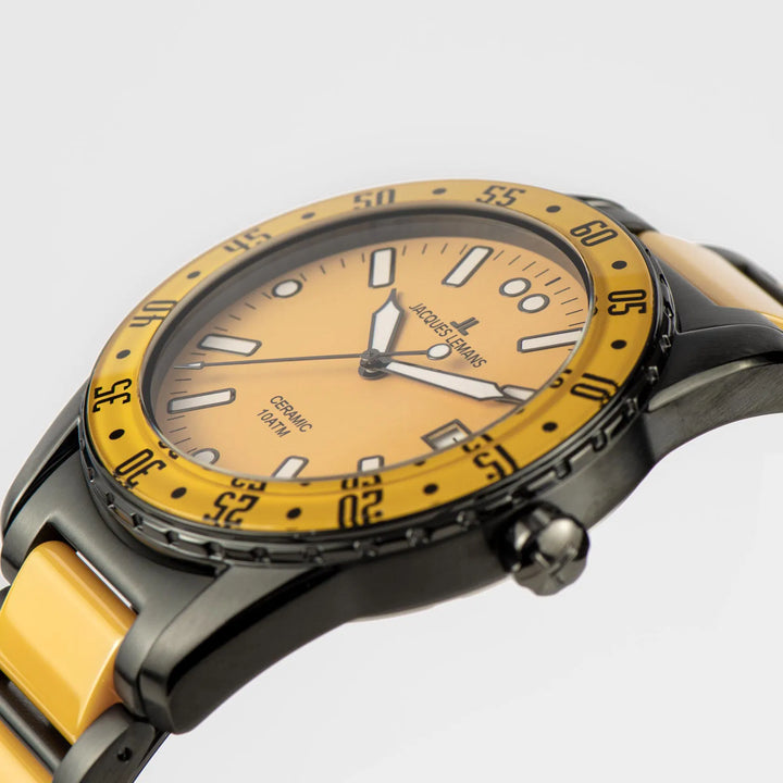 Jacques Lemans Liverpool 42-12I - Herren Quarzuhr IP-Gold mit Keramik 34mm