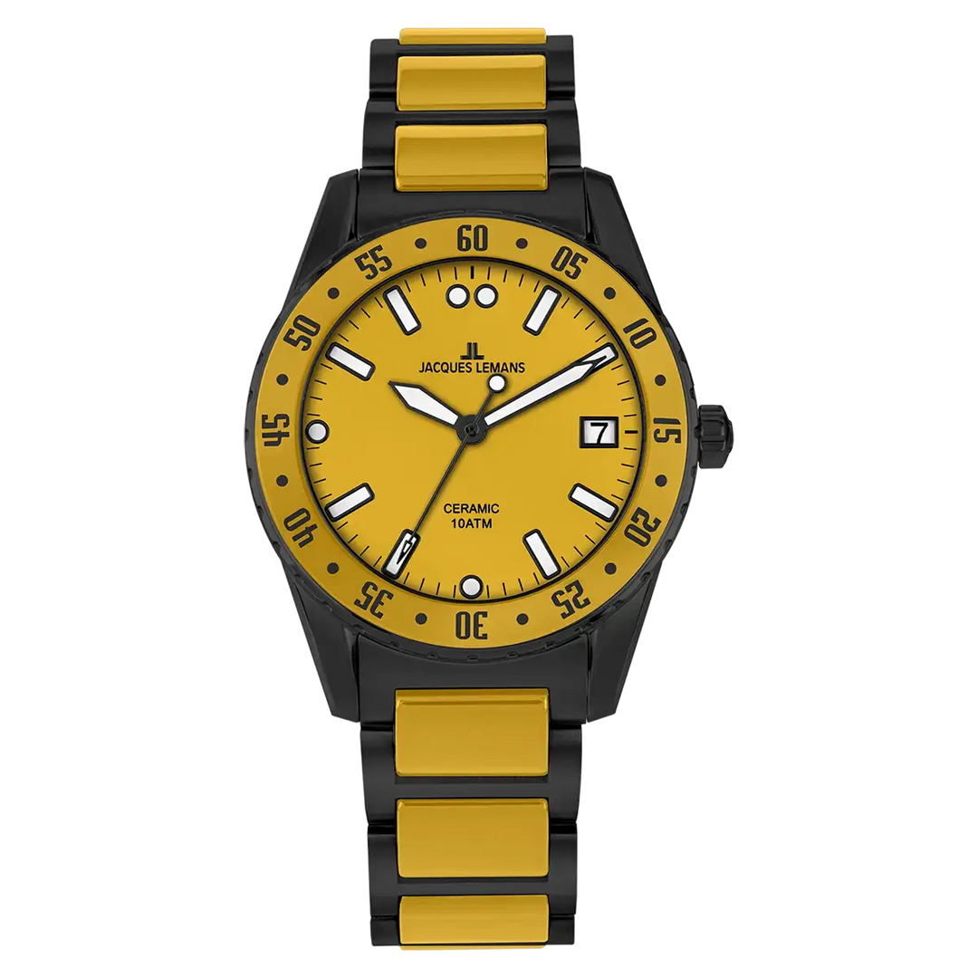 Jacques Lemans Liverpool 42-12I - Herren Quarzuhr IP-Gold mit Keramik 34mm