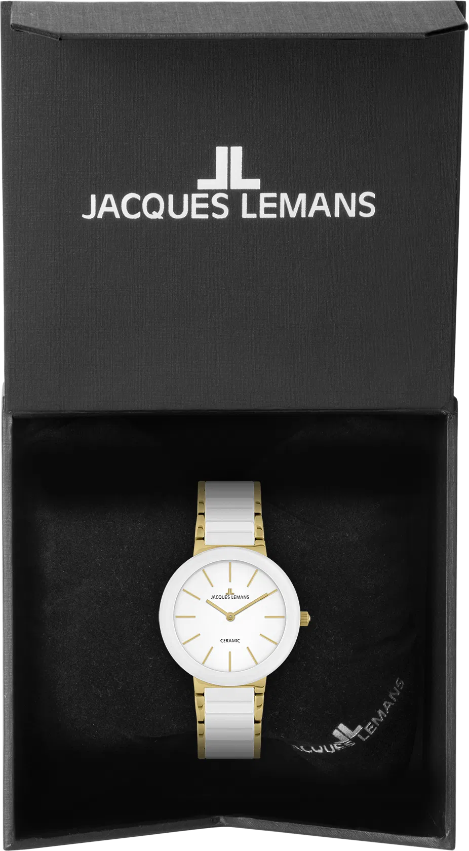 Jacques Lemans Monaco 42-7F - Elegante Damen Quarzuhr IP-Gold mit Keramik