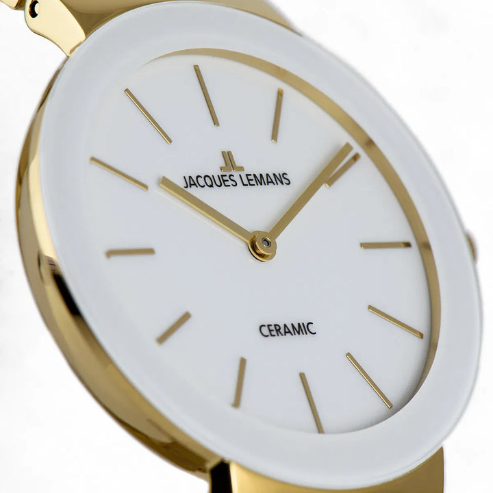 Jacques Lemans Monaco 42-7F - Elegante Damen Quarzuhr IP-Gold mit Keramik