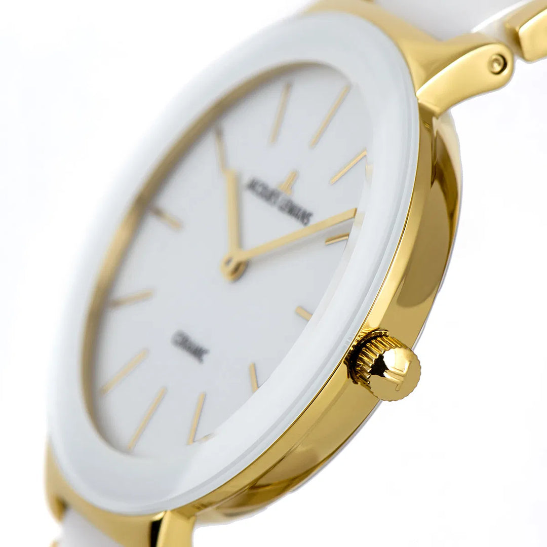 Jacques Lemans Monaco 42-7F - Elegante Damen Quarzuhr IP-Gold mit Keramik