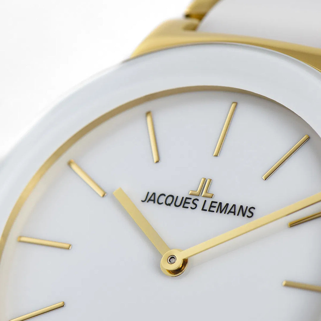 Jacques Lemans Monaco 42-7F - Elegante Damen Quarzuhr IP-Gold mit Keramik