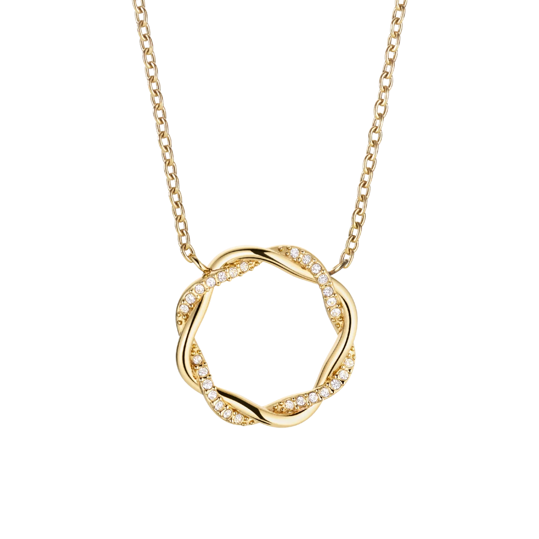 Bering Halskette "Pavé Twisted" Edelstahl vergoldet