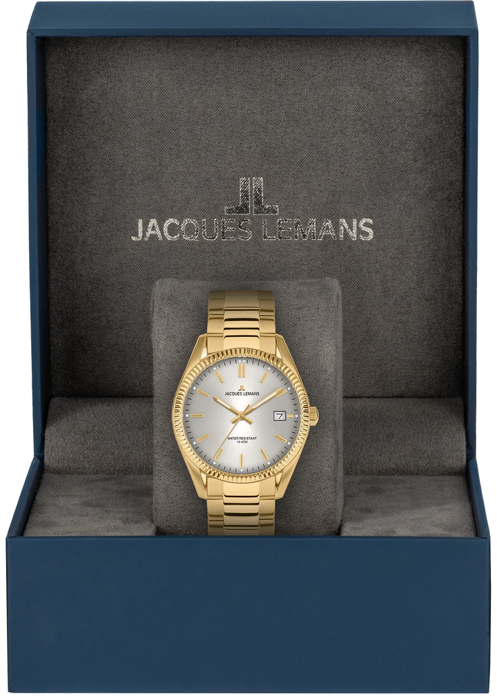 Jacques Lemans Derby 50-4N - Elegante Damen Quarzuhr IP-Gold mit Perlmutt