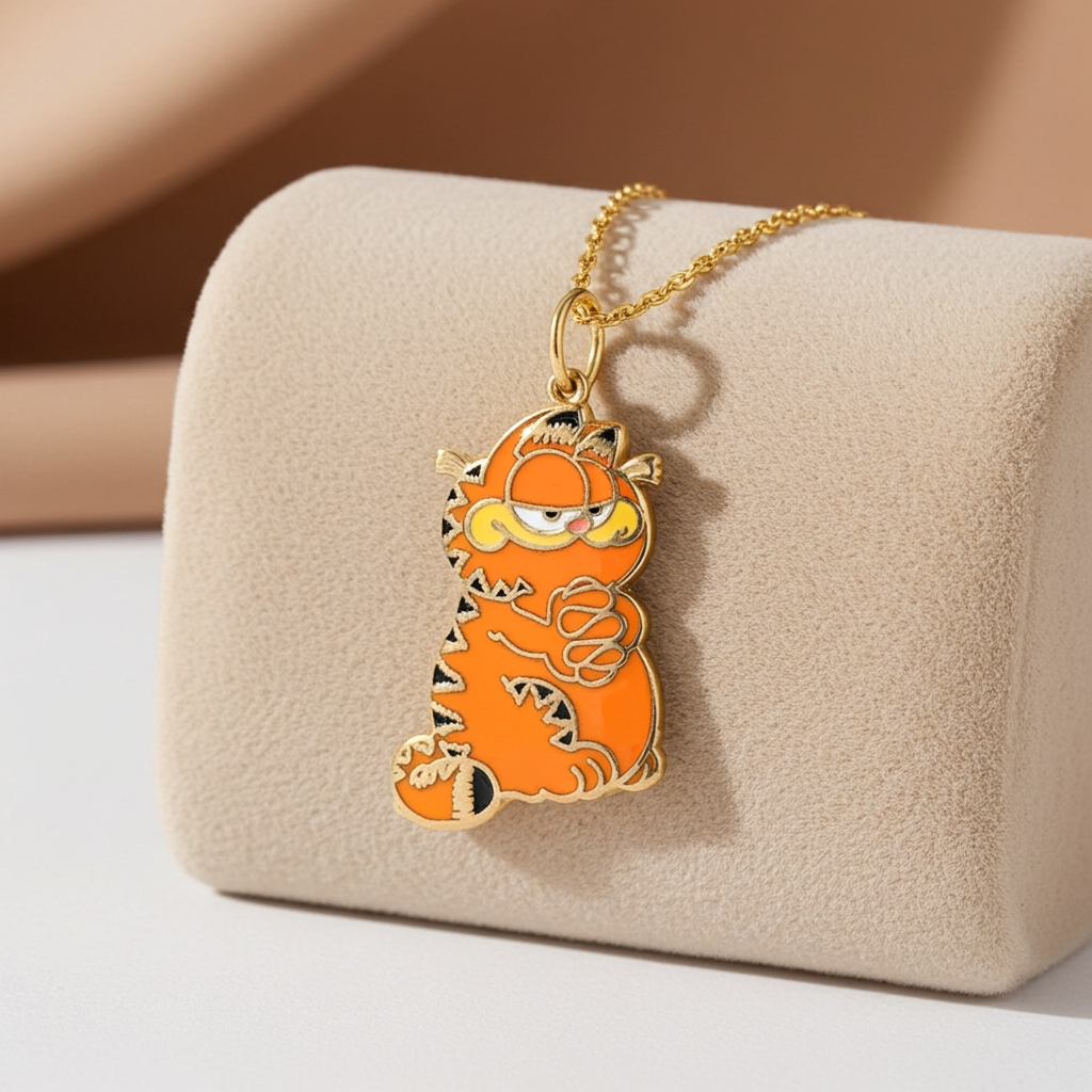 Anhänger Garfield 585 Gelbgold mit Emaille