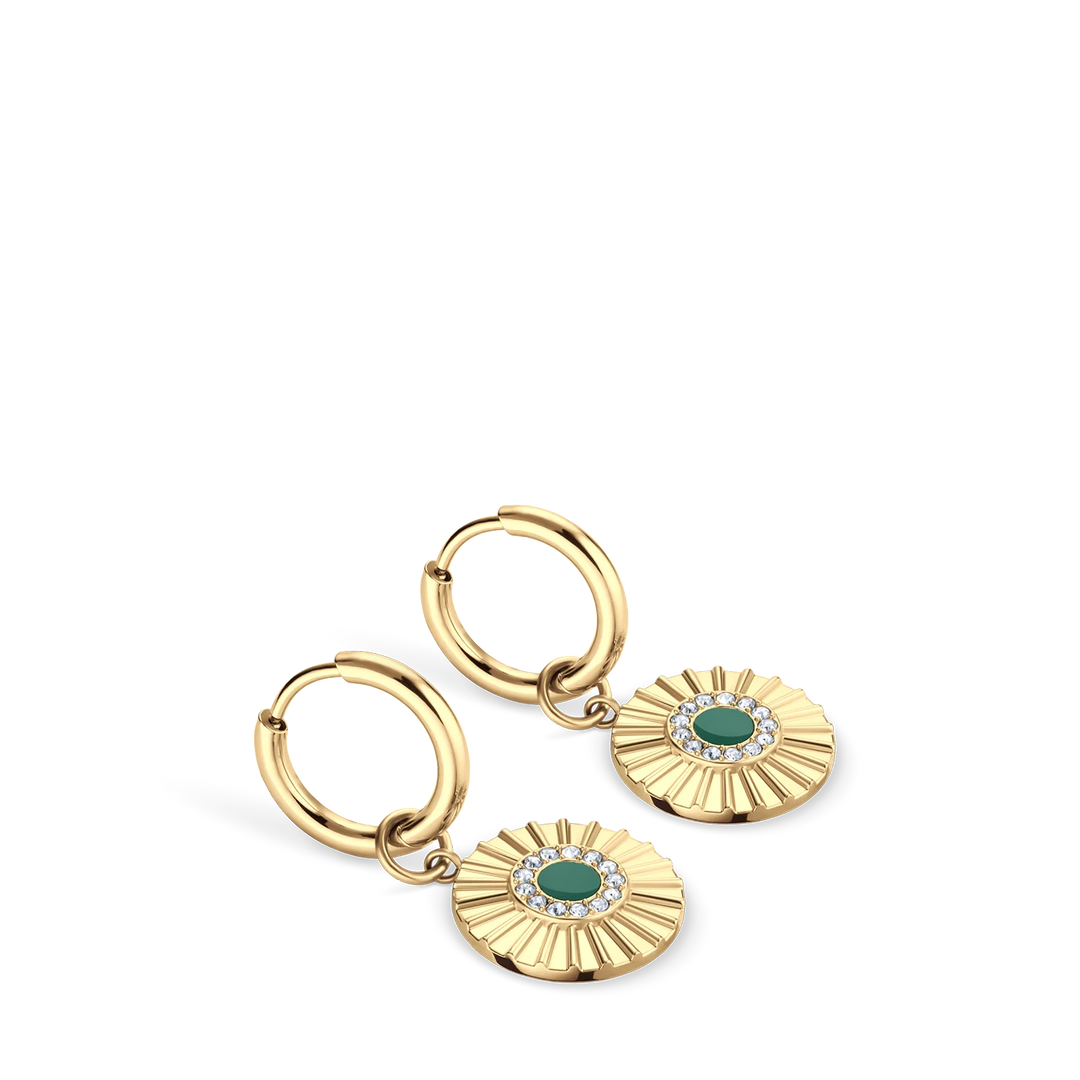 Bering Arctic Flower Creolen mit Anhänger, goldfarben