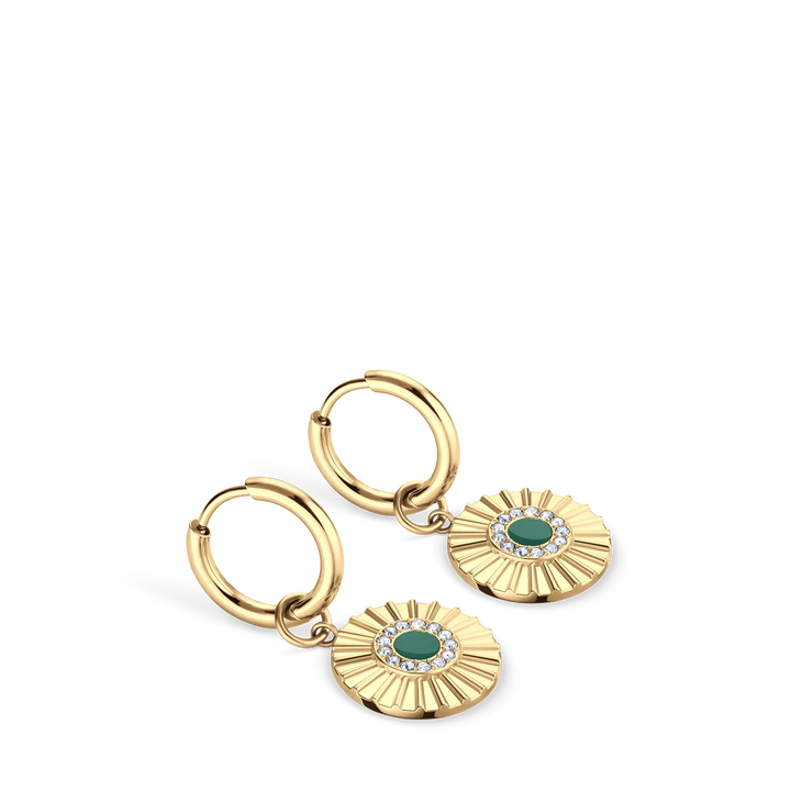 Bering Arctic Flower Creolen mit Anhänger, goldfarben