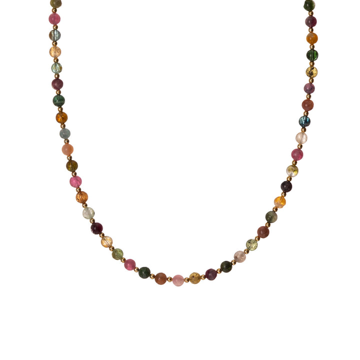 Halskette Tormalina mit bunten Steinen – 925er Silber vergoldet