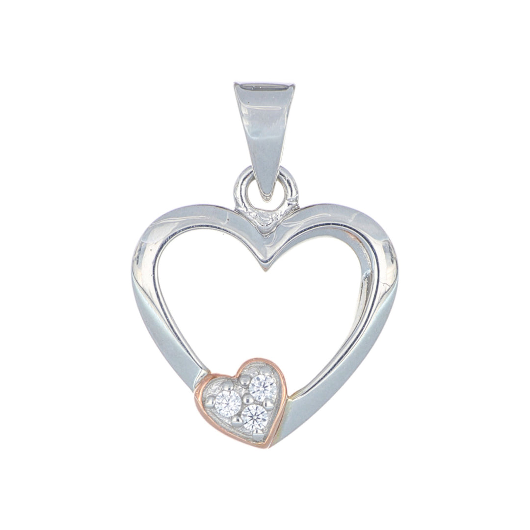 Herz Anhänger 925 Sterlingsilber | Rosé vergoldet mit Zirkonia