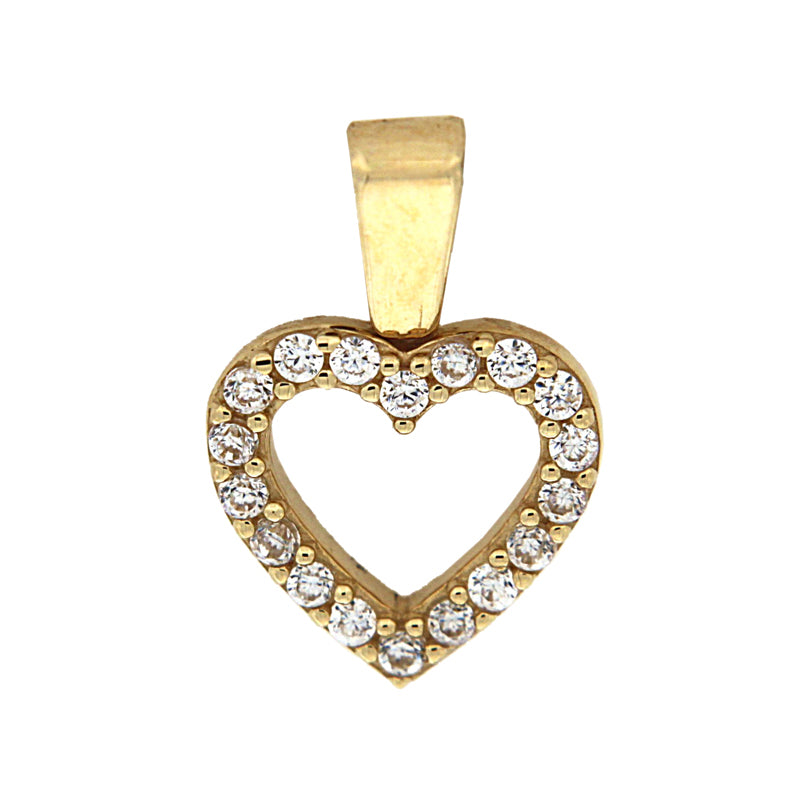 Herz Anhänger Gelbgold | 18 Zirkonia Echtgold Pavé