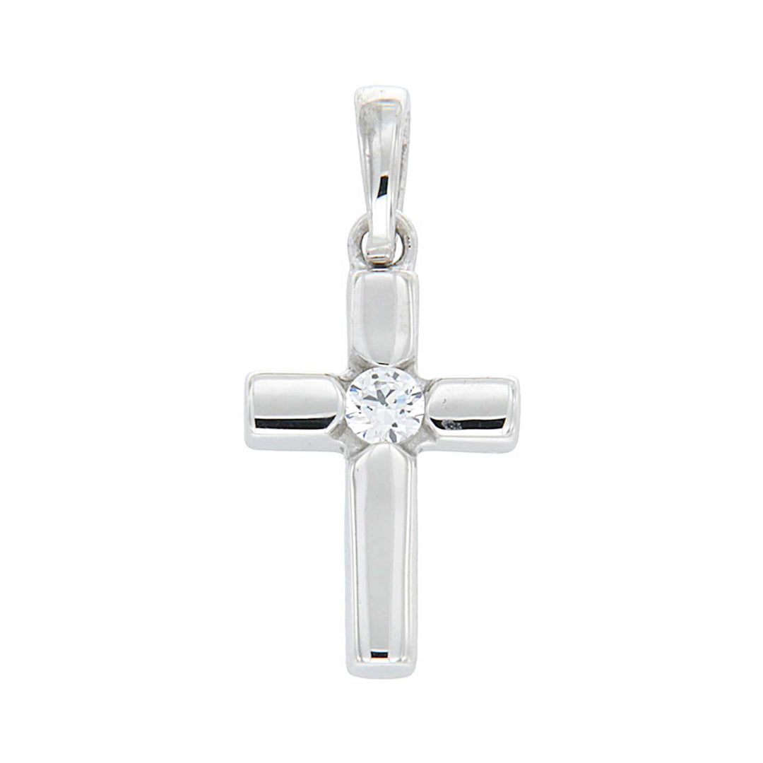 Anhänger Sterlingsilber, Zirkonia, Kreuz 15 x 9 mm