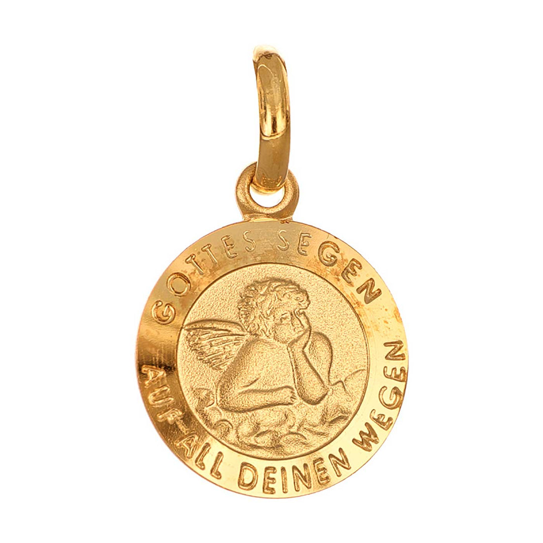 Anhänger Schutzengel, Sterlingsilber vergoldet, rund