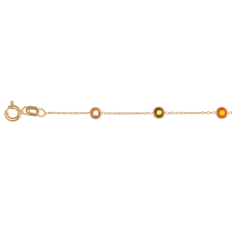 Armband Gelbgold | 8 Zirkonia Multicolor 17/19 cm Echtgold