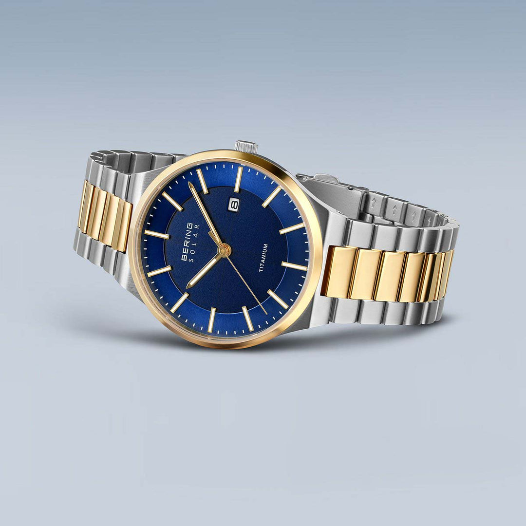 Bering Titanium Solar Herrenuhr Gold 14439-717 | Ultraleicht & Nachhaltig