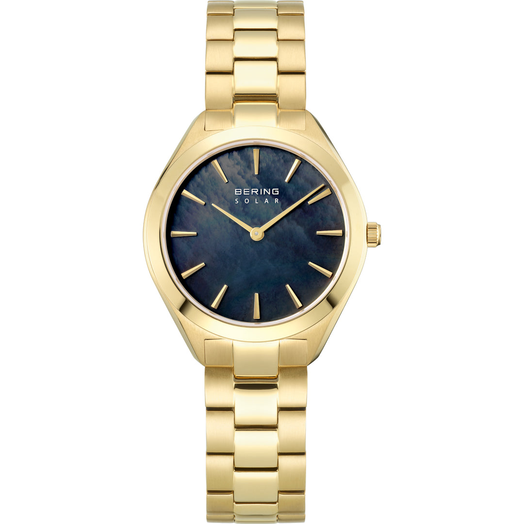 Bering Solar Damenuhr Gold 17331-732 | Perlmutt Blau & Nachhaltig