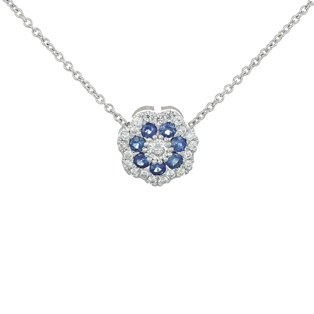 Collier Weißgold | 22 Brillanten 0,24ct & 7 Saphire 0,30ct
