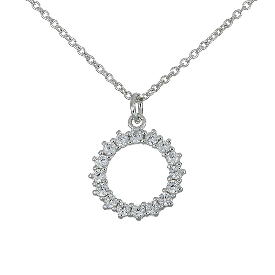 Collier Sterlingsilber, 16 Zirkonia, Kreis-Symbol