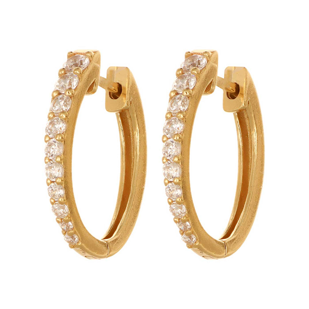 Creolen 20 Zirkonia, oval, Klappscharniere, Sterlingsilber vergoldet