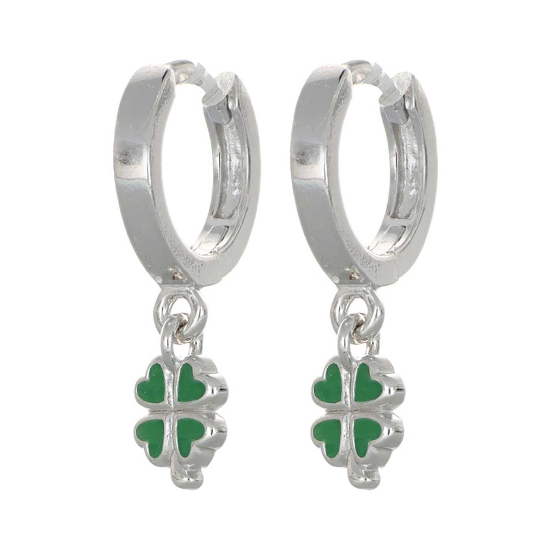 Ohrringe Kleeblatt grün gelackt, Sterlingsilber