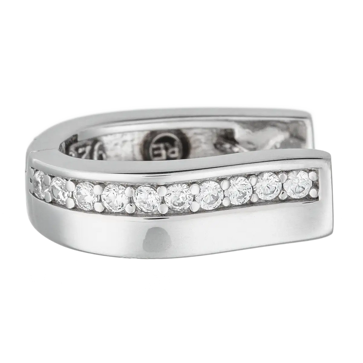 Creolen 925 Sterlingsilber mit 10 Zirkonia – Schmale Ohrringe 15mm